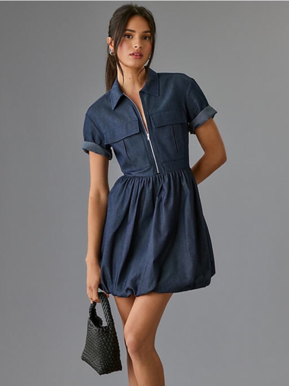 Anthropologie x Mare Mare Denim Bubble-Hem Dress